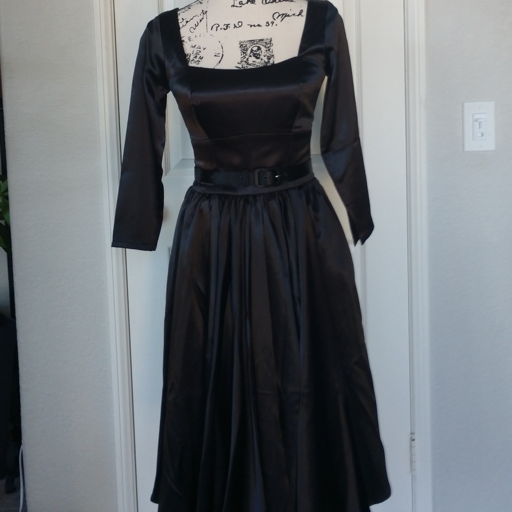 Pinup Couture Margaret Black Dress satin